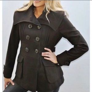 MISS SIXTY M60‎ Gray Envelope Collar Wool Pea-Coat Medium